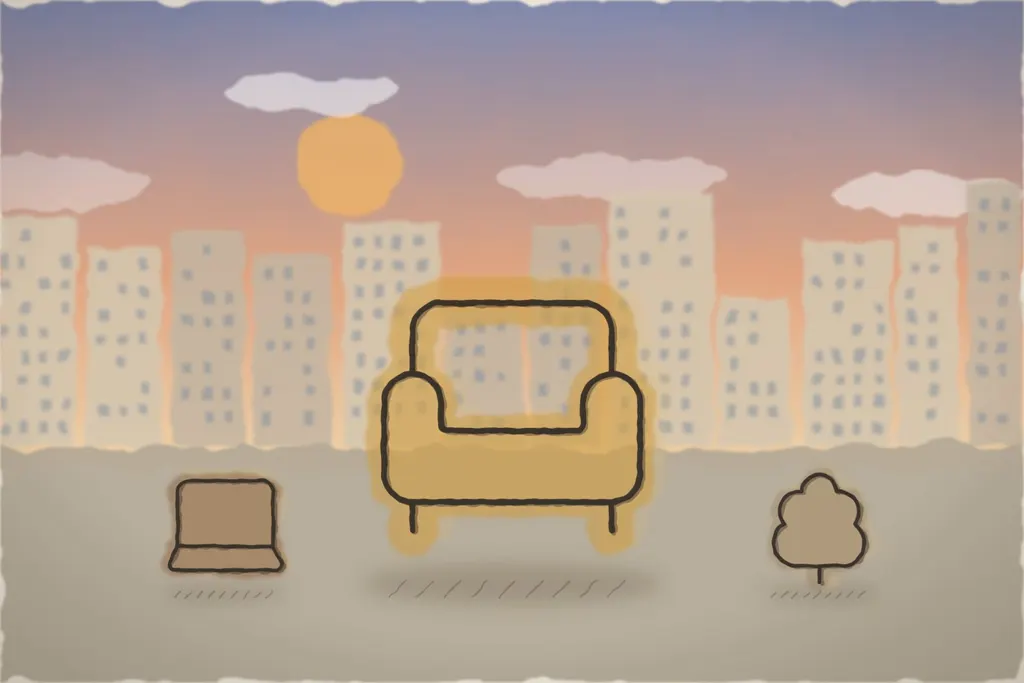 Balconul spre curte, la apus (ilustrație)