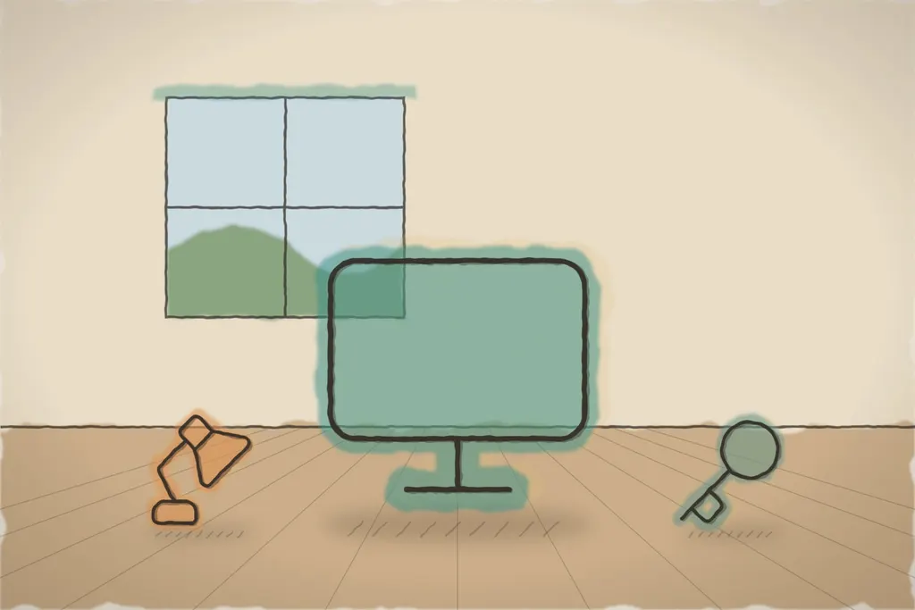 Birou fix, cu monitor și dulap personal (ilustrație)